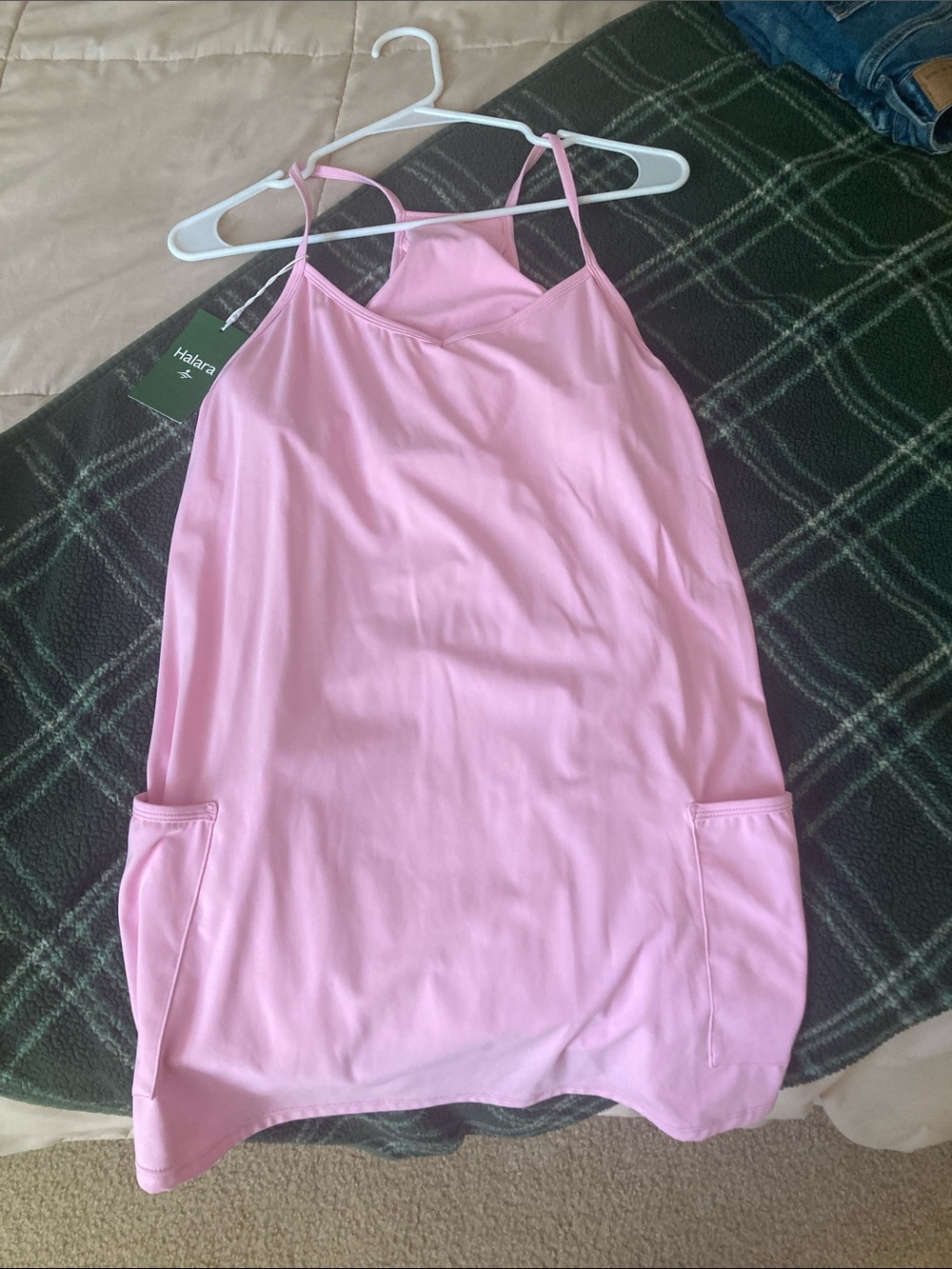 HALARA Pink Strappy Active Dress with Pockets